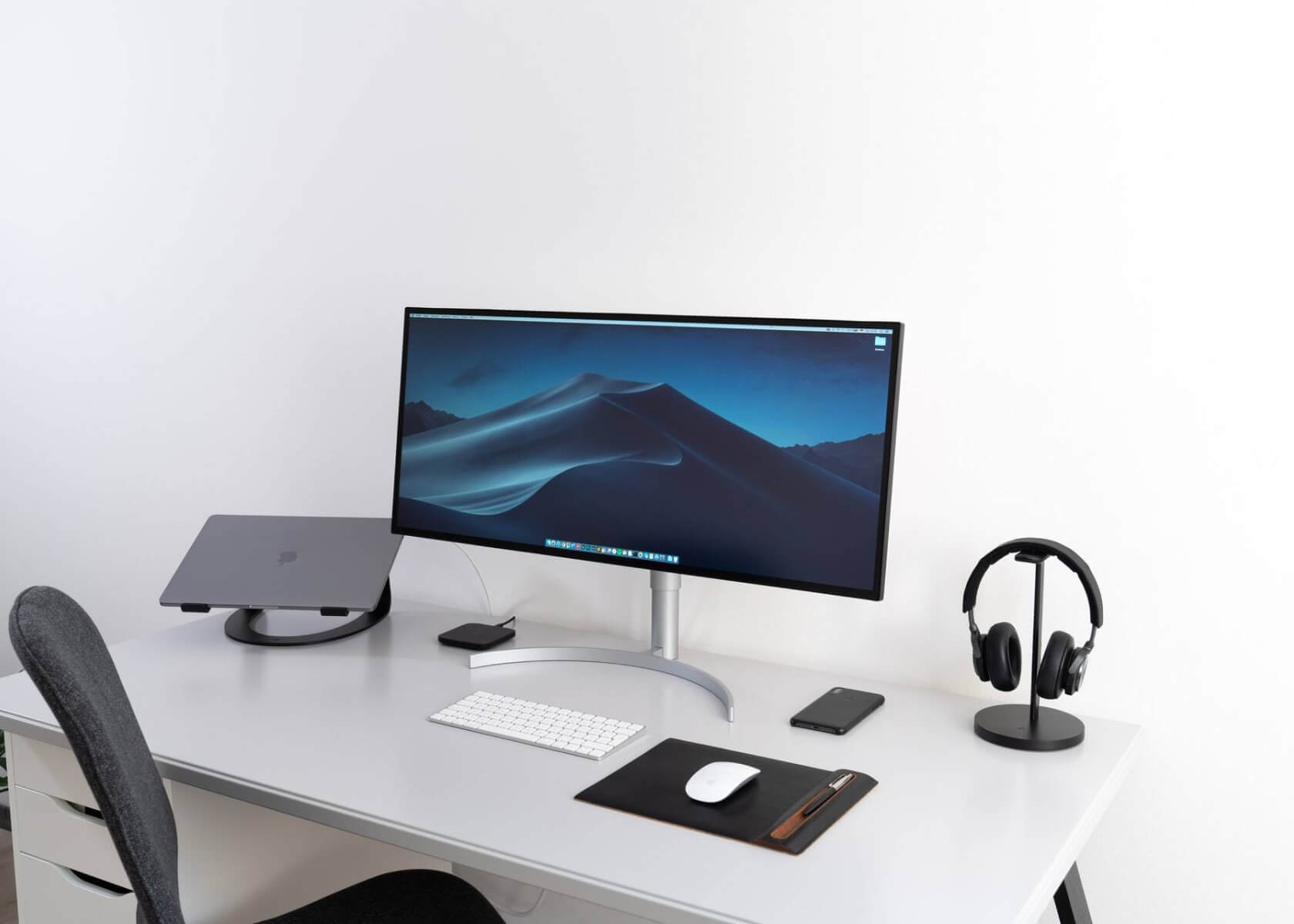 Desk with computer